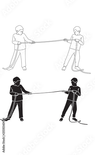 two brothers with a rope. two brothers with a rope.