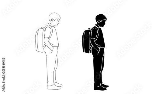  schoolboy standing  schoolboy standing
