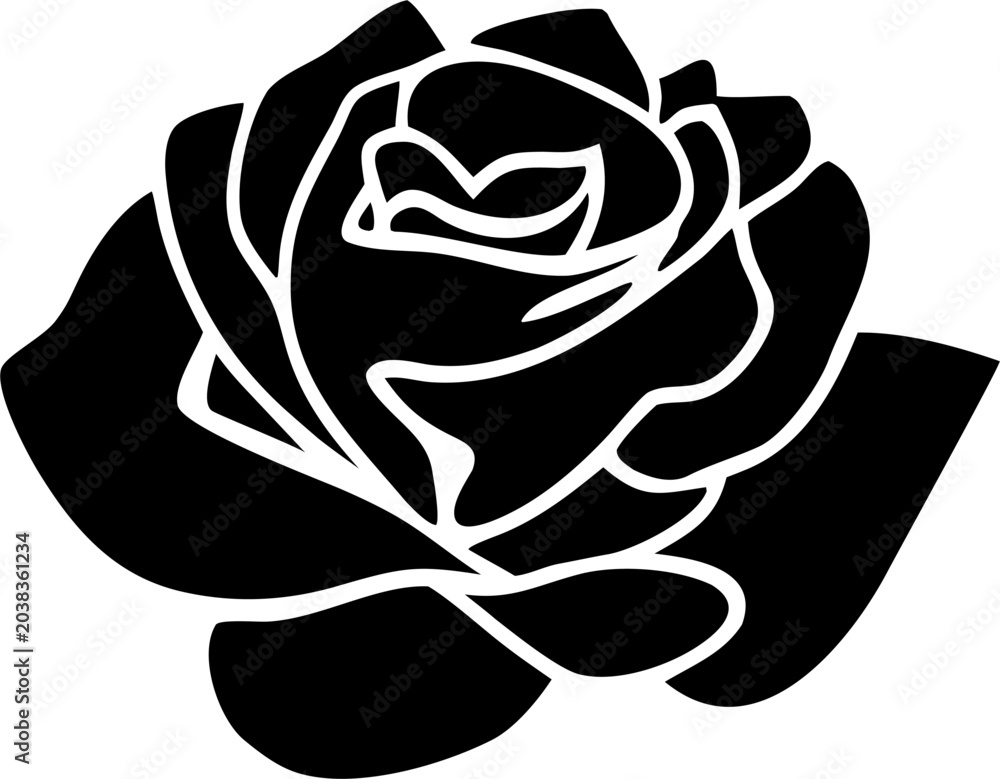 Fototapeta premium Rose Silhouette SVG Vector for Floral Design Projects