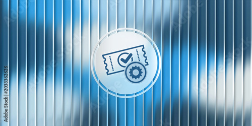 Fotografie Abstract glassmorphism icon featuring a ticket with a check mark and a gear symb