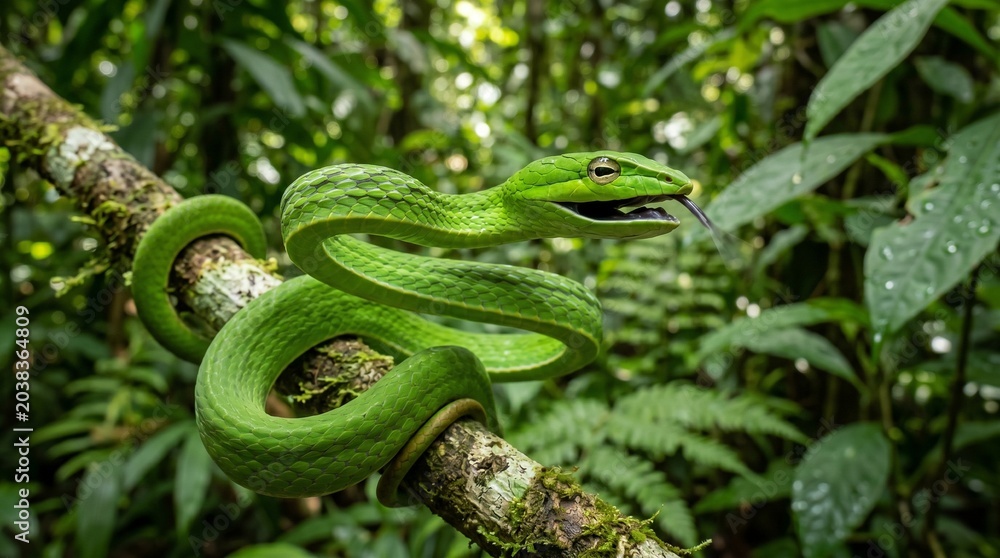 Fototapeta premium viper snake on tree branch