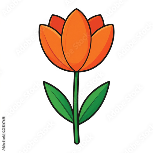 Vibrant Orange Tulip Flower Illustration.