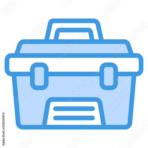 Blue minimalist toolbox icon in flat style. Graphic design illustration suitable for website icons, app buttons, or business presentations.