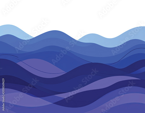 Wavy Blue Mountain Ranges Landscape.