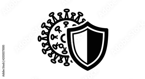 Virus Protection Shield Vector Icon