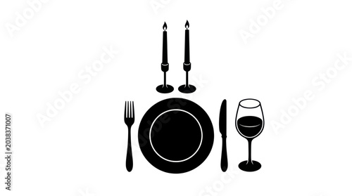 Romantic Dinner Table Setting Icon