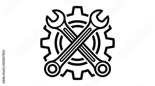 Crossed Wrenches and Gear Outline Icon