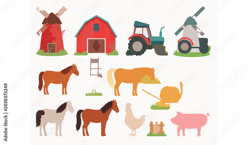 Naklejka premium farm animals set