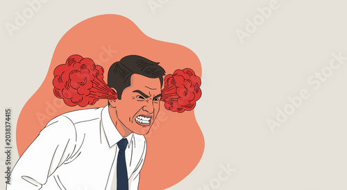 Fotografía Furious businessman experiencing intense anger and frustration, depicted in a dr