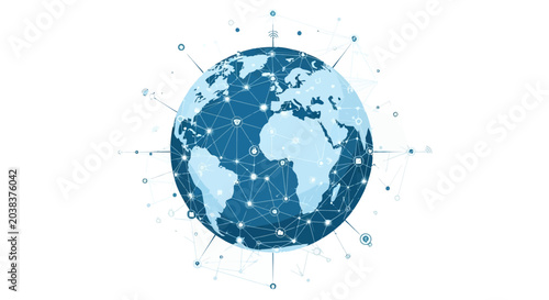 Photos Global Network Connections, Digital Earth, Technology Concept