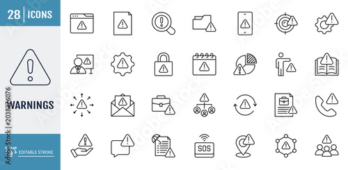 Cuadro en lienzo Warning icon set