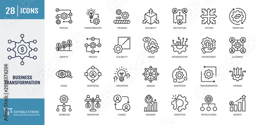 Quadro su tela business transformation icon set