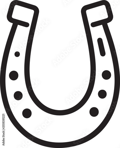 Quadro em tela A simple, clean line art illustration of a horseshoe, representing luck and good fortune