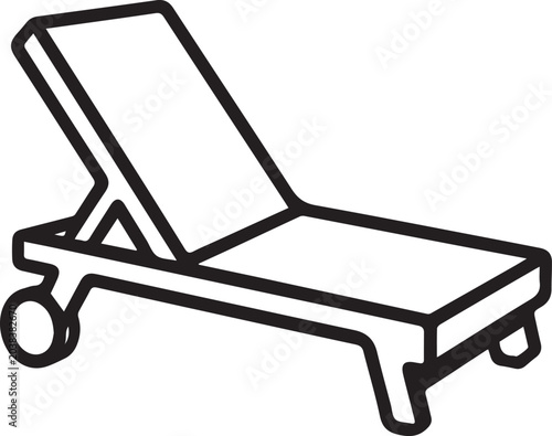 Schilderij op canvas A minimalist line art illustration depicts a classic chaise lounge, a symbol of relaxation and leisure