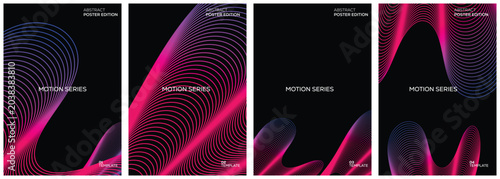 Modern Neon Wave Poster Collection with Dynamic Gradient Line Motion and Futuristic Abstract Curves