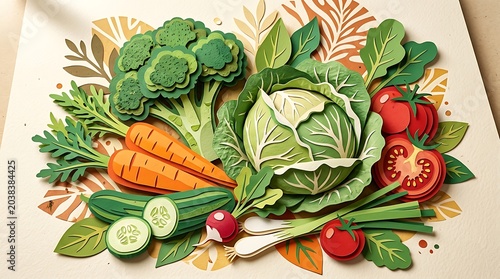 National Eat Your Vegetables Day Artistic Harvest Illustration