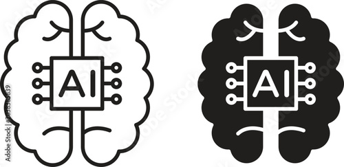 AI brain icon design for signs, logo, apps or website