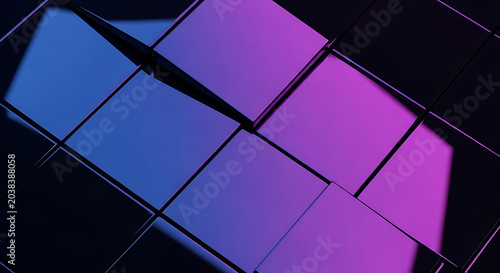 Abstract Geometric Cubes with Neon Gradient Lighting