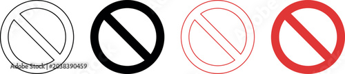 фотографія Prohibition restriction sign icon set representing ban warning stop block cautio