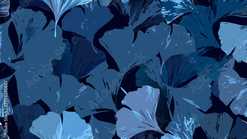 Canvas-taulu dense overlapping fan shapes in abstract blue pattern design artwork graphic mod