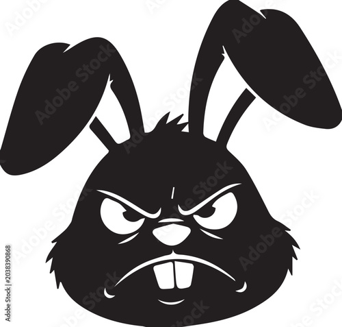 Angry Rabbit Head Mascot Bad Bunny Vector Silhouette Illustration