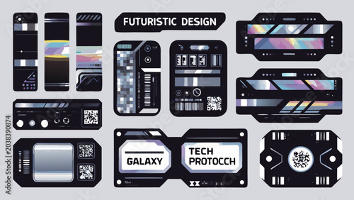 Schilderij op canvas futuristic design panels vector illustration technology interface control screen