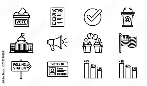 Tableau sur toile Voting and election icons