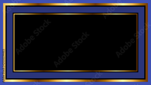 A Black Rectangle with Gold Border on a Blue Background