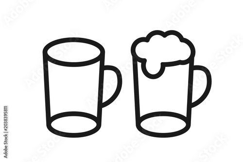 ビールとジョッキの線画アイコンセット