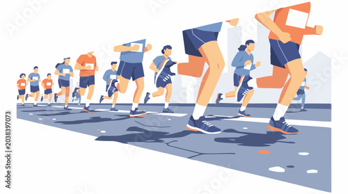 Bild auf Leinwand Diverse runners participating in urban marathon city race
