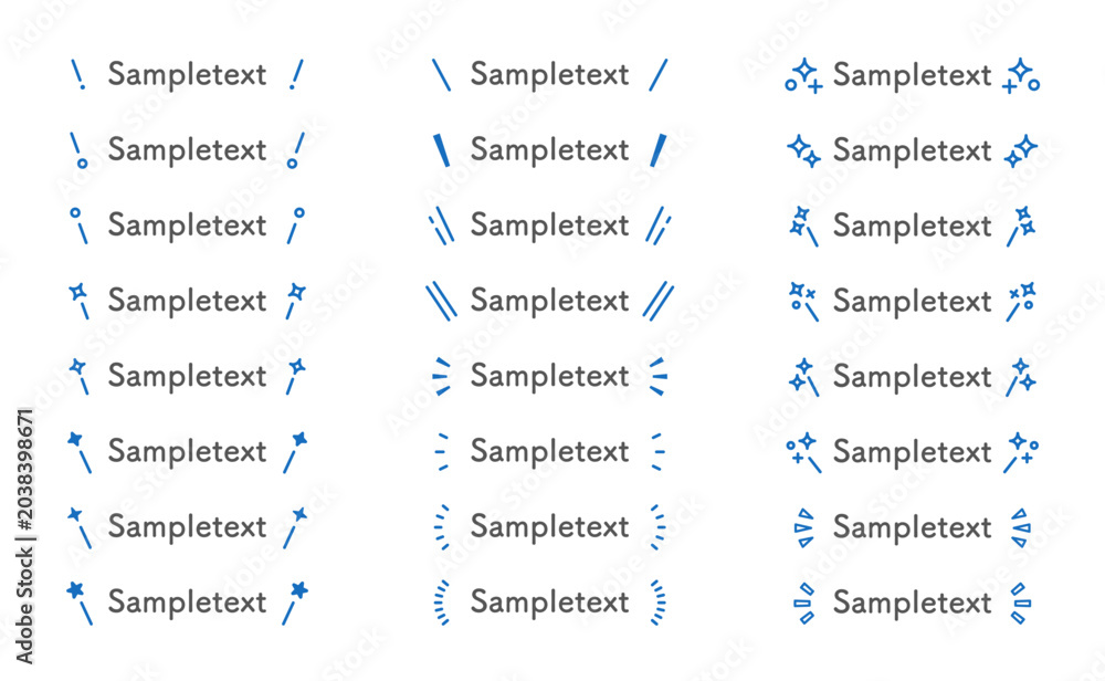 Fototapeta premium テキストを強調する注目マーク 視線誘導 青色（Attention marks for text emphasis and guiding sight）