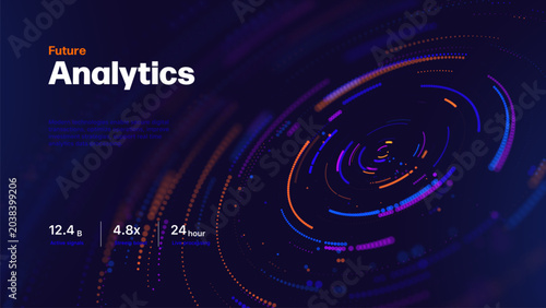 Photography Big Data Analytics And Digital Transformation Concept With Neon Data Streams And Circular Visualization On Dark Background