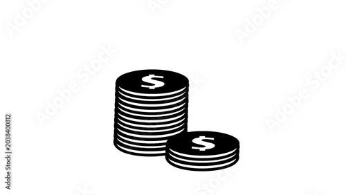 Photos Stack of Coins with Dollar Sign Icon