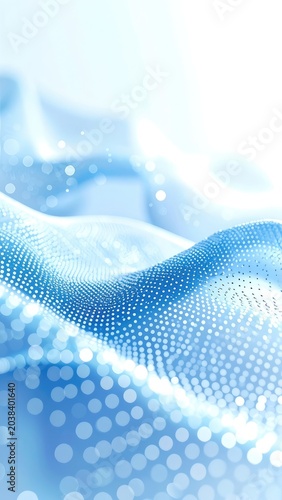 Abstract blue wavy surface with shimmering light effects.
