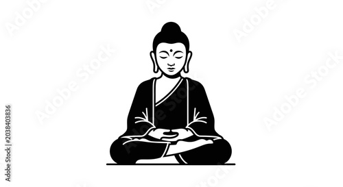 Foto Buddha meditating in lotus pose silhouette, spiritual enlightenment symbol