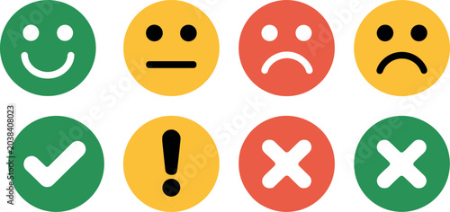 Tableau sur toile Customer satisfaction feedback emoticons and survey rating icons vector set feat