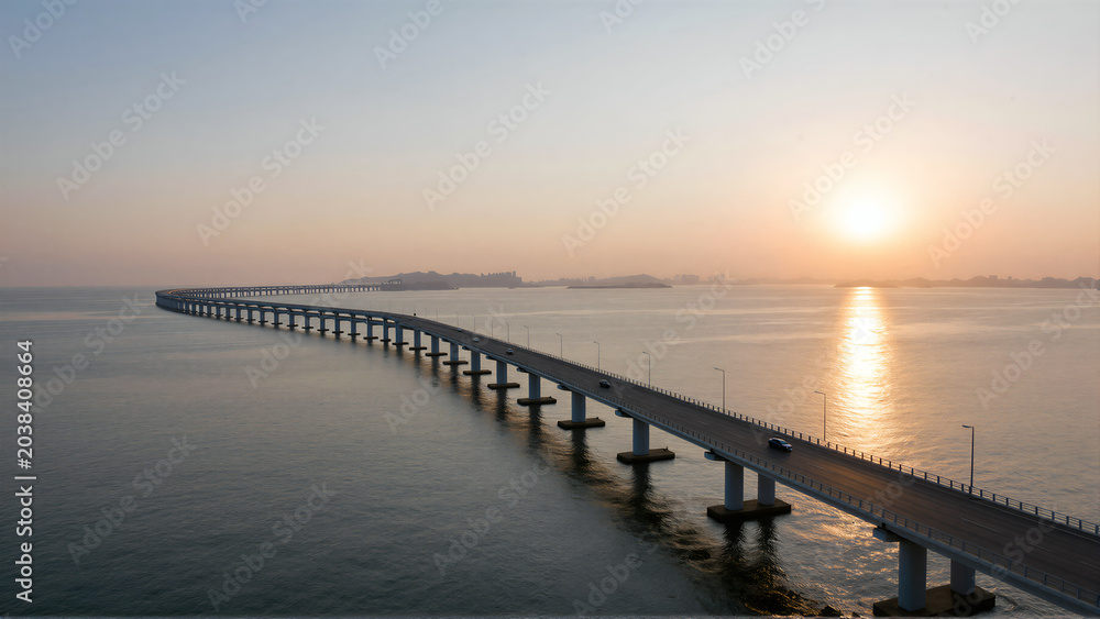 Fototapeta premium Bridge Over Water at Golden Hour