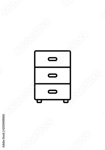 Drawer unit line art on white background filing