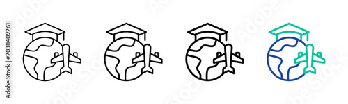 Study Abroad Icon Collection Different Style Outline