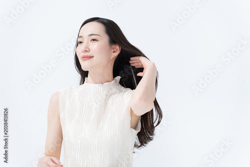 Canvas Print 髪の毛が綺麗なロングヘアの女性