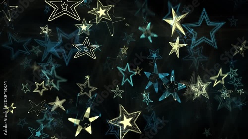 Animated stars of different sizes on a dark background