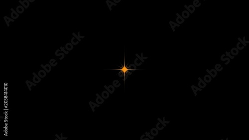 Golden Twinkle Star Shine Animation with Sparkling Glitter Motion, Black Screen Background, Flat Vector Doodles, Festive Light Bursts, Cartoon Blinking Effects in 4K Loop