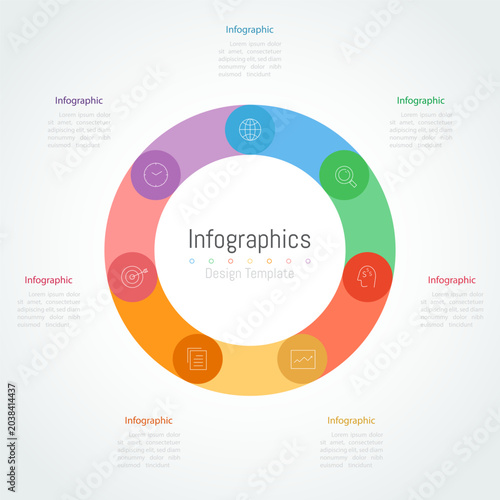 Infographic 7 options design elements for your business data. Vector Illustration.