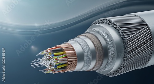 Detailed cross section of a modern high speed data cable showing internal layers