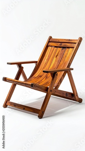 Folding wooden chair on white background