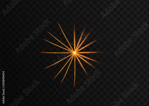 Εκτύπωση καμβά Golden starburst flare light effect isolated on with starburst sunburst abstract