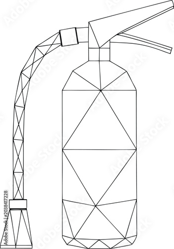 fire extinguisher with hose line art vector illustration on transparent background