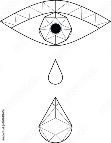 eye dropper with liquid drop line art vector illustration on transparent background