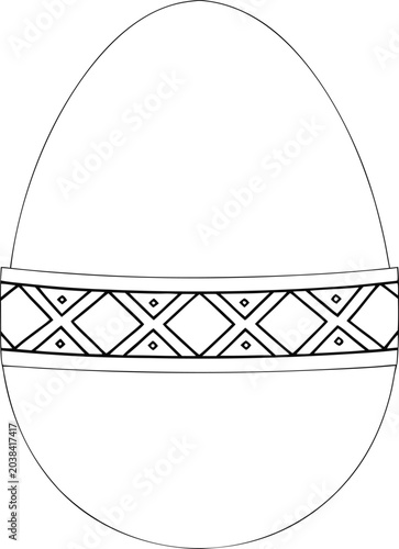 easter egg with decorative pattern lines line art vector illustration on transparent background