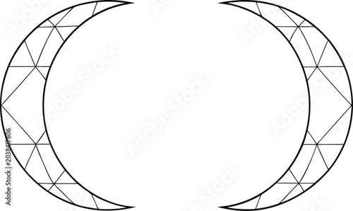 crescent moon with smooth curves line art vector illustration on transparent background